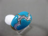 ESTATE .06CT DIAMOND & AAA TURQUOISE 14KT WHITE GOLD 3D CLOUD DESIGN FUN RING