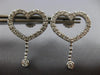 ESTATE 1.44CT DIAMOND 14KT WHITE GOLD 3D OPEN HEART LOVE HANGING EARRINGS #18173