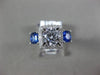 ESTATE LARGE 2.42CT DIAMOND & AAA SAPPHIRE 14K WHITE GOLD SQUARE ENGAGEMENT RING