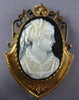 ANTIQUE LARGE LADY CAMEO 14KT YELLOW GOLD 3D FILIGREE VICTORIAN PENDANT BROOCH