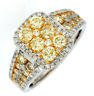 ESTATE LARGE 1.76CT WHITE & FANCY YELLOW DIAMOND 14K WHITE GOLD ANNIVERSARY RING
