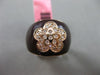 ESTATE WIDE .20CT DIAMOND 14KT ROSE GOLD 3D BROWN ENAMEL ETOILE FLOWER FUN RING