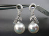 ESTATE .23CT DIAMOND & AAA SOUTH SEA PEARL 18KT WHITE GOLD BOW HANGING EARRINGS