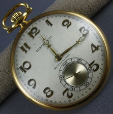 ANTIQUE LARGE TIFFANY & CO. SWITZERLAND 18KT YELLOW GOLD 3D POCKET WATCH #26596