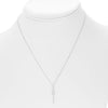 ESTATE .13CT ROUND DIAMOND 14KT WHITE GOLD 3D CLASSIC PAVE PEAR BAR NECKLACE