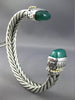 ESTATE LARGE 925 SILVER AAA GREEN AGATE 3D HANDCRAFTED BANGLE BRACELET #25476