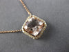 ESTATE LARGE 2.14CT DIAMOND & AAA MORGANITE 14KT ROSE GOLD SQUARE HALO NECKLACE