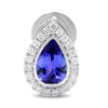 ESTATE .96CT DIAMOND & AAA TANZANITE 14K WHITE GOLD TEAR DROP HALO STUD EARRINGS