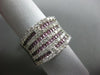 ESTATE LARGE 3.55CT DIAMOND & AAA PINK SAPPHIRE 14KT WHITE GOLD MULTI ROW RING