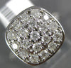 ESTATE WIDE 1CT DIAMOND 14KT WHITE GOLD CLUSTER SQUARE HAMMERED ANNIVERSARY RING