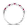 ESTATE .58CT DIAMOND & AAA RUBY 14KT WHITE GOLD CLASSIC WEDDING ANNIVERSARY RING