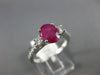 ESTATE LARGE 1.70CT DIAMOND & AAA RUBY 14K WHITE GOLD 3D CLASSIC ENGAGEMENT RING