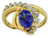 1.78CT DIAMOND & AAA TANZANITE 14KT YELLOW GOLD OVAL & ROUND LOVE KNOT FUN RING