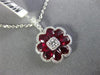 ESTATE 1.46CT DIAMOND & AAA RUBY 18K WHITE GOLD FLOWER FILIGREE MILGRAIN PENDANT