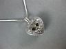ANTIQUE .26CT DIAMOND 18K WHITE GOLD CLASSIC DOUBLE HEART FILIGREE PENDANT #9386