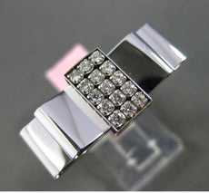 ESTATE WIDE .45CT DIAMOND 14KT WHITE GOLD 3D FIFTEEN STONE BOW RING 11mm WIDE