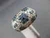 ESTATE WIDE 4.68CT WHITE & BLUE DIAMOND 14KT WHITE GOLD 3D MULTI ROW FLOWER RING