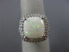 ESTATE LARGE 4.14CT DIAMOND & AAA OPAL 14K WHITE GOLD 3D SQUARE DOUBLE HALO RING