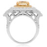 ESTATE LARGE 4.71CT WHITE & FANCY YELLOW DIAMOND 18K 2 TONE GOLD ENGAGEMENT RING