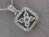 ESTATE .50CT DIAMOND 14K WHITE GOLD 3D OPEN FLOWER SQUARE FLOATING PENDANT CHAIN