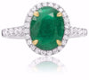 ESTATE 2.60CT DIAMOND & AAA EMERALD 18K 2 TONE GOLD OVAL CLASSIC ENGAGEMENT RING