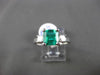 ESTATE 2.01CT DIAMOND & EMERALD 14KT WHITE GOLD 3 STONE SQUARE ENGAGEMENT RING