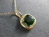 ESTATE 1.48CT DIAMOND & AAA GREEN GARNET 14KT YELLOW GOLD SQUARE HALO PENDANT