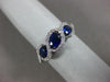 ESTATE 1.31CT DIAMOND & AAA SAPPHIRE 18K WHITE GOLD THREE STONE ANNIVERSARY RING