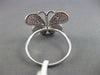 ESTATE WIDE .68CT DIAMOND & AAA PINK SAPPHIRE 18KT WHITE GOLD 3D BUTTERFLY RING