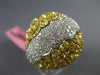 ESTATE EXTRA LARGE 9.0CT WHITE & FANCY YELLOW DIAMOND 18K TWO TONE GOLD FUN RING