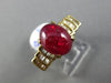 ANTIQUE LARGE 5.70CT DIAMOND & AAA CABOCHON RUBY 14K YELLOW GOLD ENGAGEMENT RING