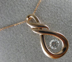 ESTATE .15CT DIAMOND 14KT ROSE GOLD 3D SOLITAIRE TEAR DROP INFINITY LOVE PENDANT