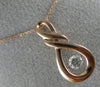 ESTATE .15CT DIAMOND 14KT ROSE GOLD 3D SOLITAIRE TEAR DROP INFINITY LOVE PENDANT