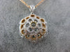 ESTATE .99CT DIAMOND 18K TRI COLOR GOLD CIRCULAR DOME SHAPE FLOWER PAVE PENDANT