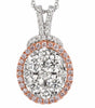 ESTATE 1.90CT DIAMOND 14KT WHITE GOLD 3D CLASSIC CLUSTER OVAL FLOATING PENDANT