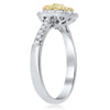 1.51CT WHITE & FANCY YELLOW DIAMOND 18KT 2 TONE GOLD SQAURE HALO ENGAGEMENT RING
