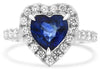 3.11CT DIAMOND & AAA SAPPHIRE 18KT WHITE GOLD HEART SHAPE ENGAGEMENT RING