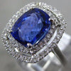 ESTATE LARGE 5.03CT DIAMOND & AAA TANZANITE 18KT WHITE GOLD HALO ENGAGEMENT RING