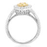 ESTATE .68CT WHITE & PEAR FANCY YELLOW DIAMOND 18KT 2 TONE GOLD ENGAGEMENT RING