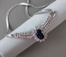 ESTATE 1.64CT DIAMOND & AAA SAPPHIRE 14KT WHITE GOLD HALO DOUBLE ROW NECKLACE
