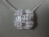 ESTATE LARGE 1.35CT DIAMOND 18KT WHITE GOLD MULTI SHAPE CLUSTER SQUARE NECKLACE