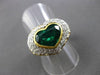 ANTIQUE PLATINUM & 18KT Y GOLD 4.55CT DIAMOND & EMERALD HEART ENGAGEMENT RING