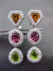 ESTATE WIDE 7.54CT DIAMOND & MULTI GEM 18KT WHITE GOLD CLIP ON HANGING EARRINGS