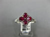 ESTATE .80CT DIAMOND & AAA RUBY 14K WHITE GOLD 4 LEAF FLOWER FILIGREE FUN RING