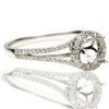 ESTATE .30CT DIAMOND 18KT WHITE GOLD 3D HALO 4 PRONG SEMI MOUNT ENGAGEMENT RING