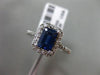 ESTATE 1.40CT DIAMOND & SAPPHIRE 14K WHITE GOLD HALO EMERALD CUT ENGAGEMENT RING