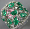 ESTATE EXTRA LARGE 4.54CT DIAMOND & AAA EMERALD 18KT WHITE GOLD ANNIVERSARY RING