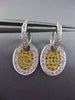 ESTATE .80CT WHITE & FANCY YELLOW DIAMOND 18KT WHITE GOLD OVAL HANGING EARRINGS