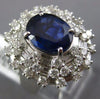 ESTATE EXTRA LARGE 6.06CT DIAMOND & AAA SAPPHIRE 18K WHITE GOLD 3D COCKTAIL RING