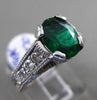 ESTATE LARGE 2.18CT DIAMOND & AAA EMERALD 14KT WHITE GOLD 3D ENGAGEMENT RING